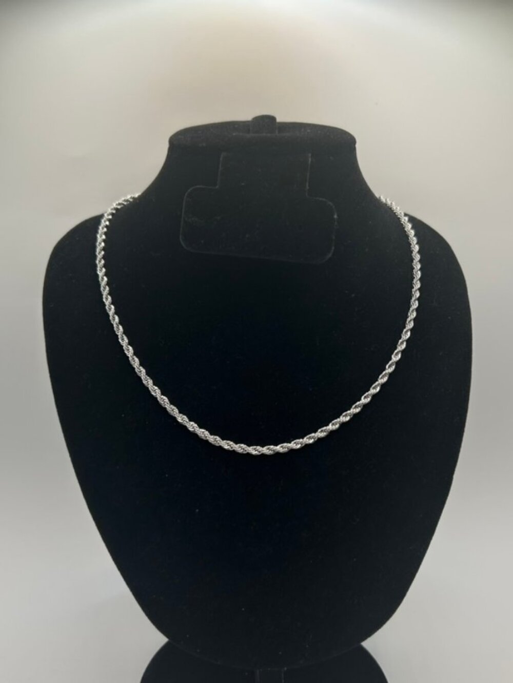 Real 925 Silver Rope Chain Plated Necklace 3mm 18 Inch Womens Cute Waterproof